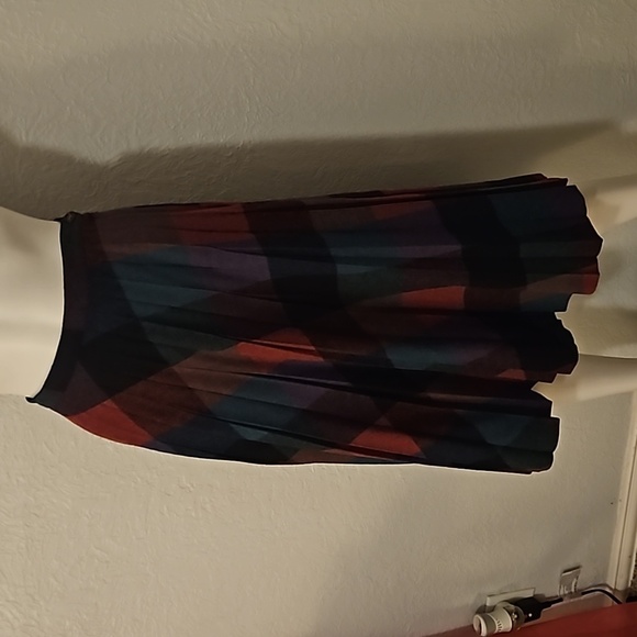 VTG PRESTIGE OF BOSTON Rainbow Check Accordian Pleated Land Girl Wool Skirt - Picture 4 of 8